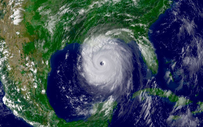 Hurricane Katrina in the Gulf of Mexico. Credit: GOES 12 Satellite, NASA, NOAA. 